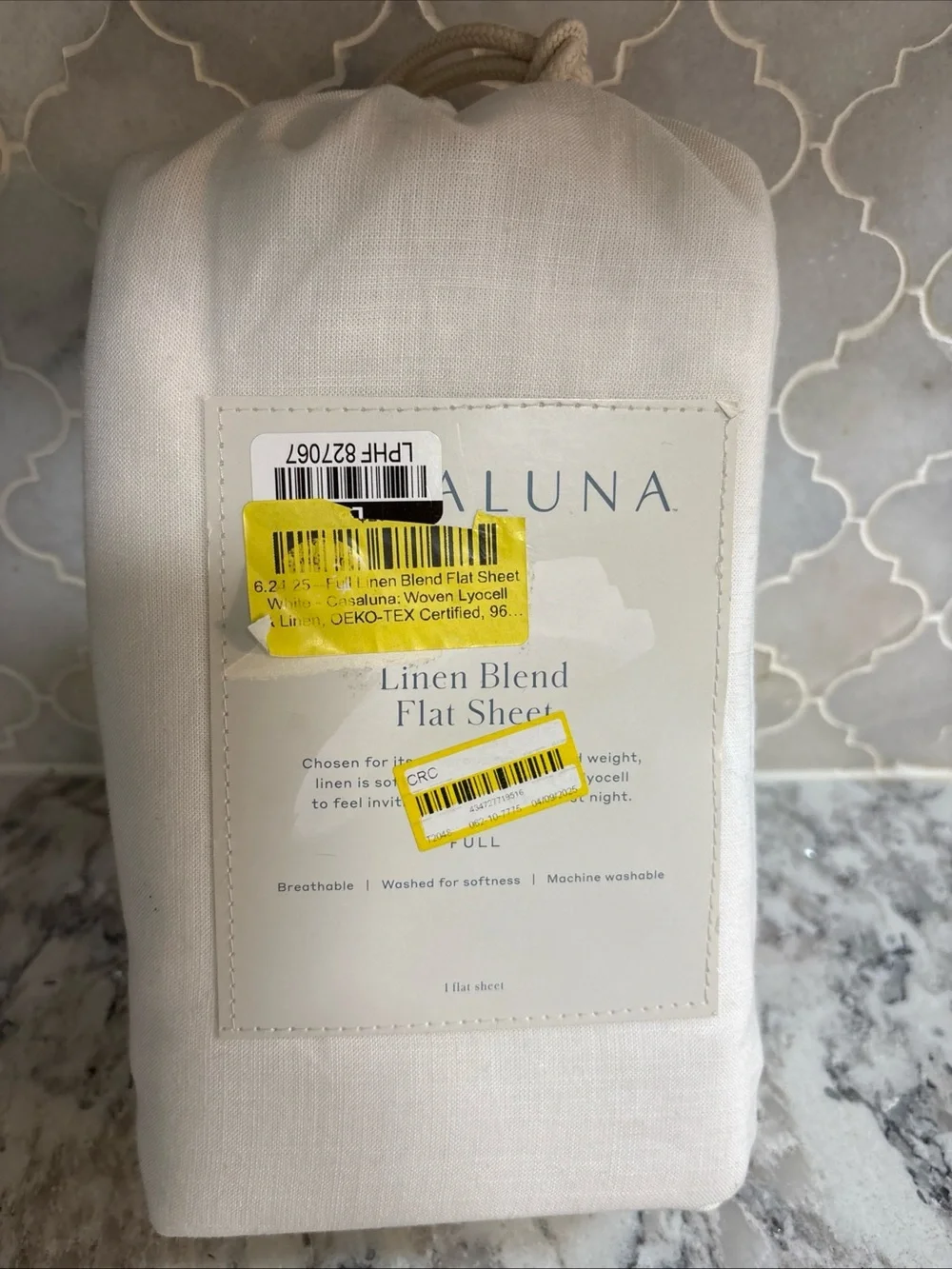 Casaluna Linen Blend Flat Sheet in White